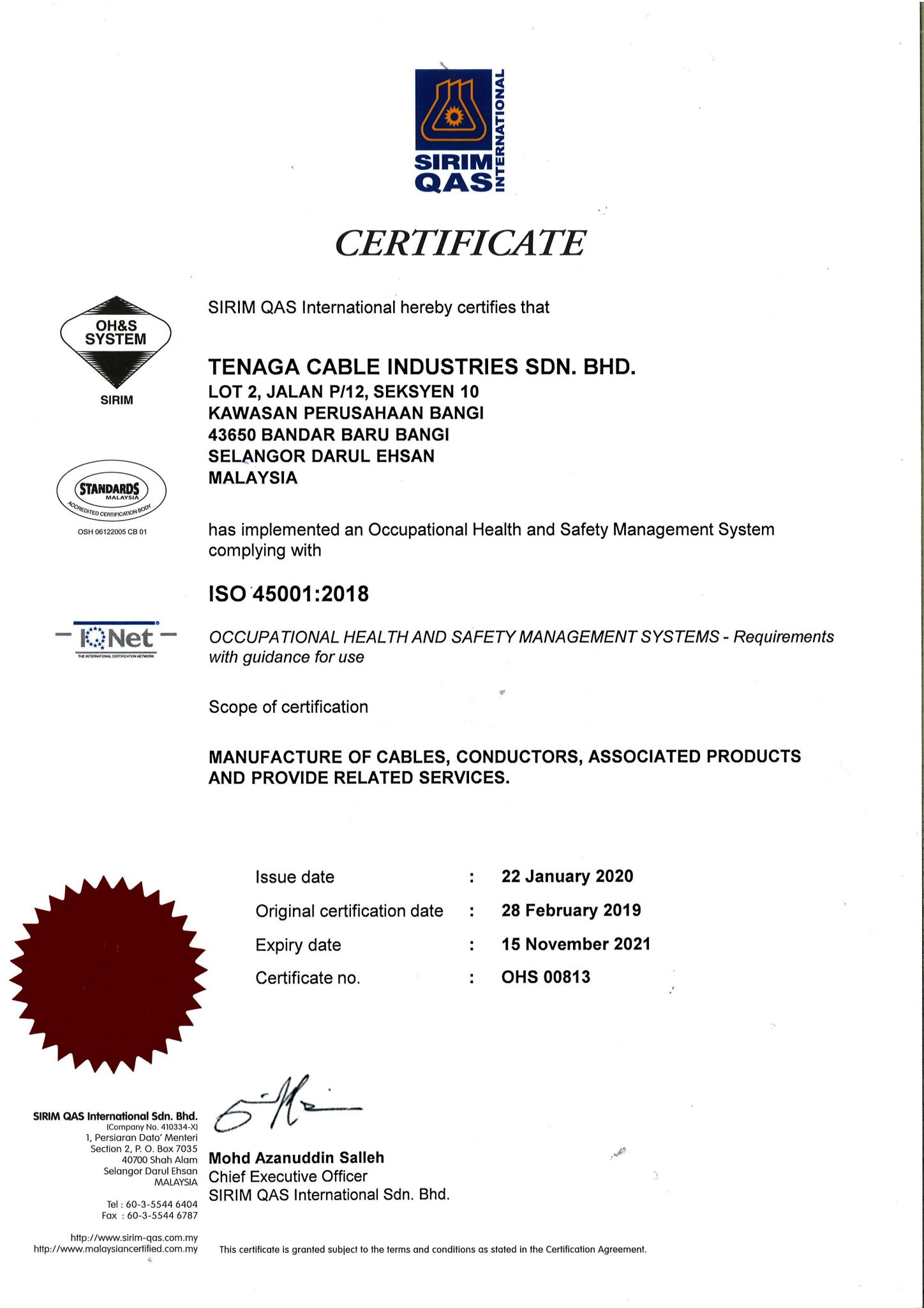 TCI SUCCEEDS IN OBTAINING ISO CERTIFICATIONS FROM SIRIM ...